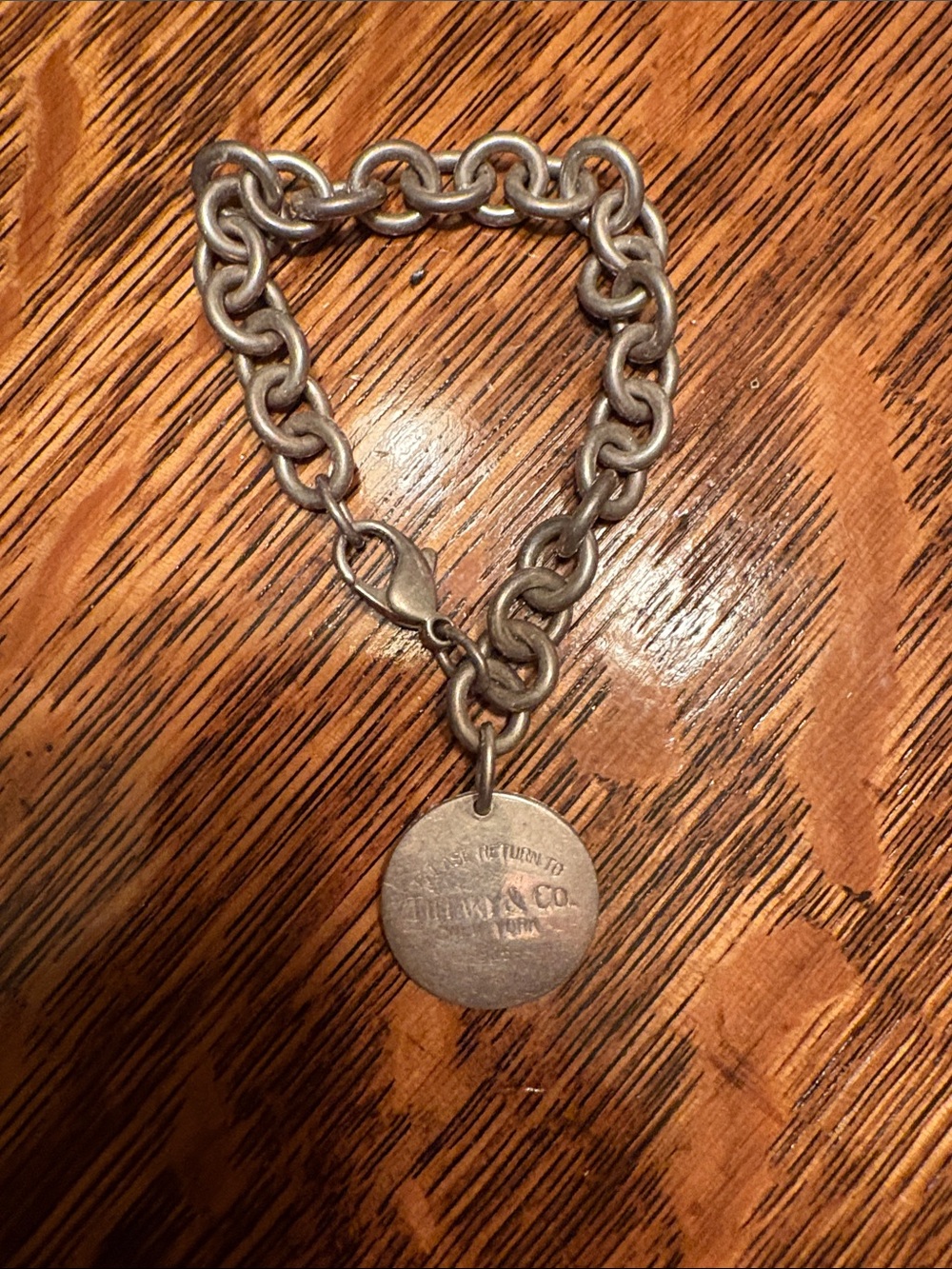 Tiffany & Co. Silver Round Tag Charm Bracelet